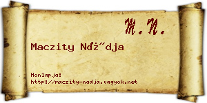 Maczity Nádja névjegykártya